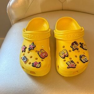 CROCS Kids Bright Yellow Clogs with Cartoon Charms